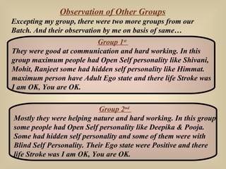 Observation of Other Groups Excepting my group, there were two more groups from our Batch. And their observation by me on ...