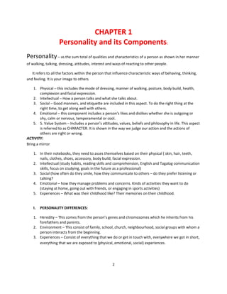 Personal Components Example Personality development lecture compilation (97 2003) | PDF