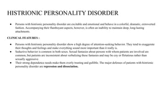 CLINICAL FEATURES, ETIOLOGY, TREATMENT OF PERSONALITY DISORDERS | PPTX