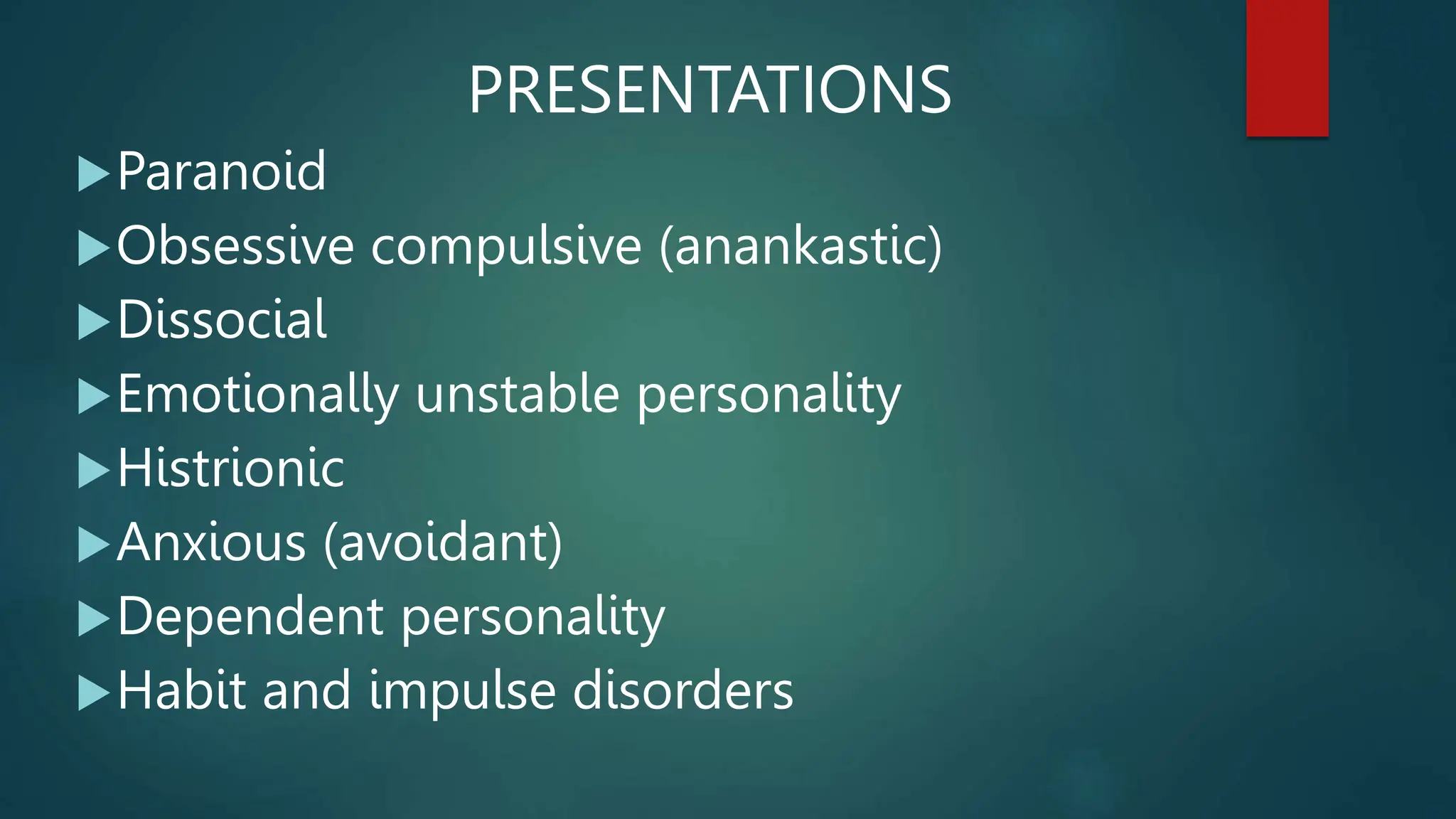 Personality Disorders Mental Health Pptx