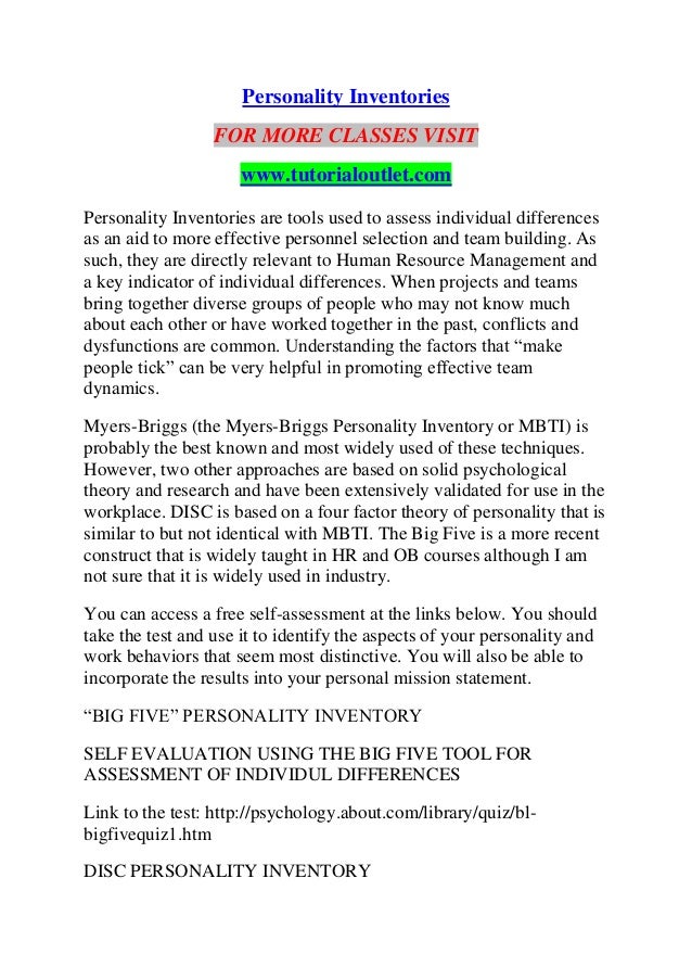 personality inventories tutorialoutlet dot com
