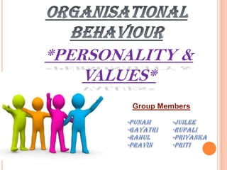 *PERSONALITY &
VALUES*
Group Members
 