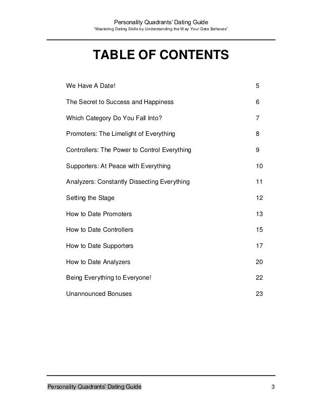 Personality Quadrants Dating Guide PDF