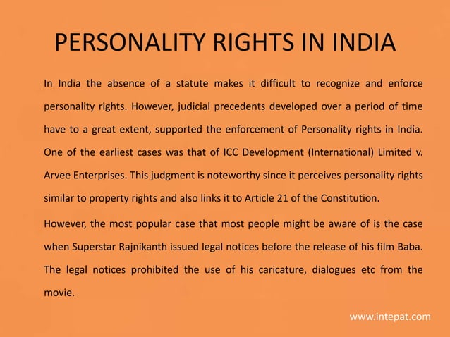 Personality Rights in India | PPT