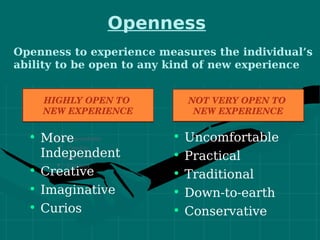 Opness PSYCHOLOGY PERSONALITY THEORIES | PDF