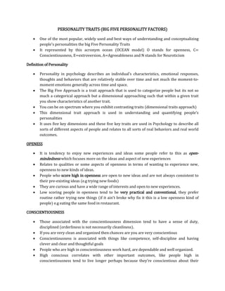 Personality Traits/Personality Traits and Development DOCX