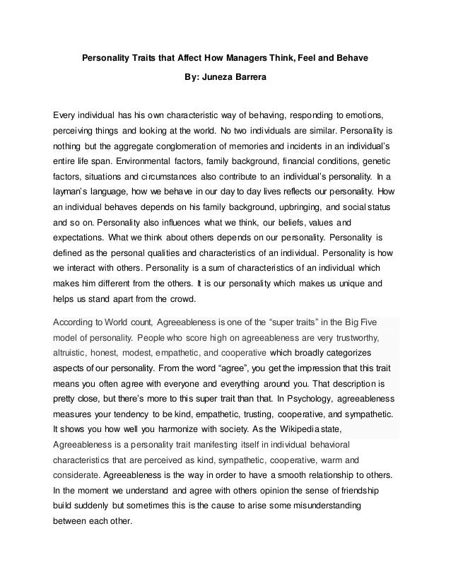 resume personality traits