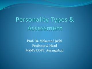 Prof. Dr. Makarand Joshi
Professor & Head
MSM’s COPE, Aurangabad
 