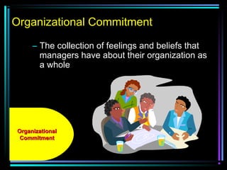 Organizational Commitment
– The collection of feelings and beliefs that
managers have about their organization as
a whole
OrganizationalOrganizational
CommitmentCommitment
 