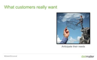 Slide 16 Insert name of presentation here in Master slides
What customers really want
Anticipate their needs
#MakeItPersonal
 