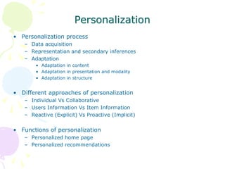 Personalization Techniques In Usage Of Websites