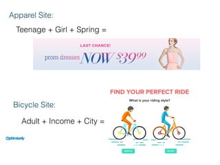 Teenage + Girl + Spring =
Adult + Income + City =
Apparel Site:
Bicycle Site:
 