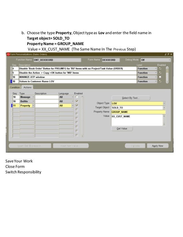 personalization to restrict values in customer name and number lov in