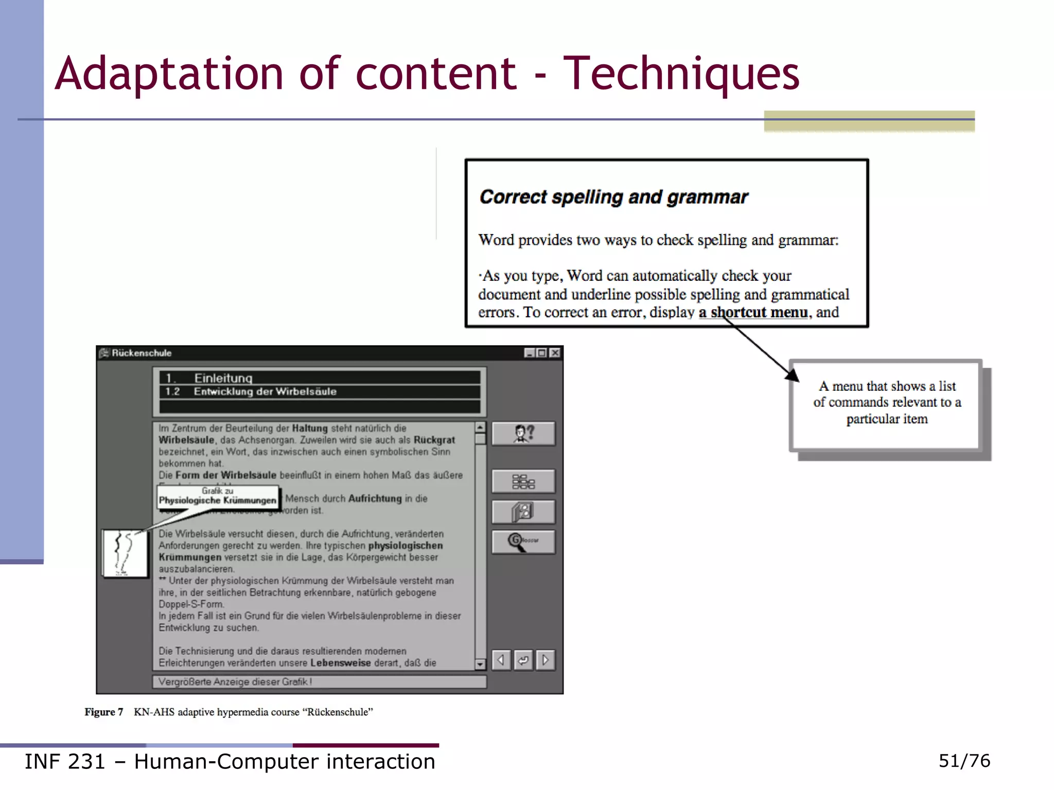 Adaptation of content - Techniques 