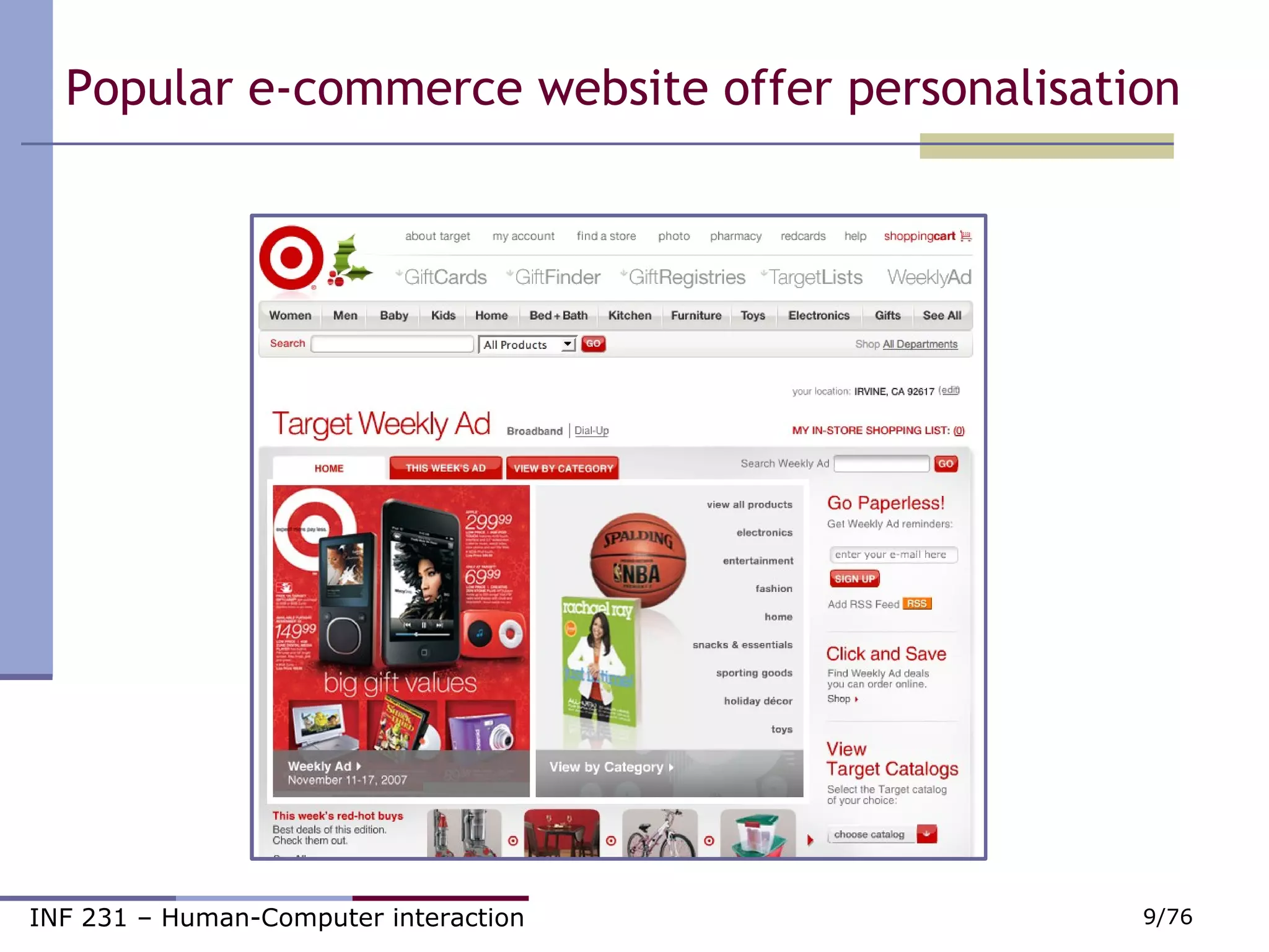 Popular e-commerce website offer personalisation  