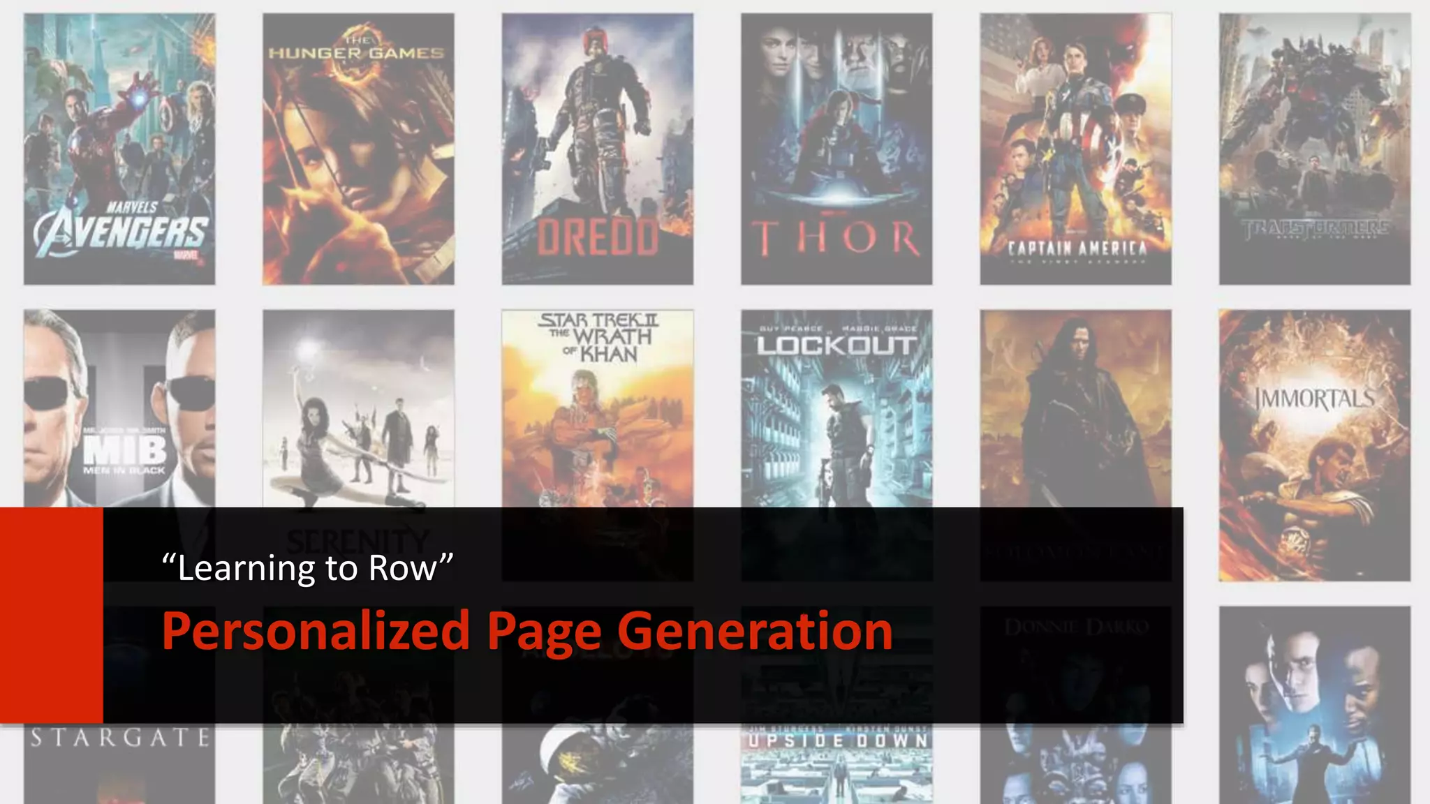 26 
“Learning to Row” 
Personalized Page Generation 
 