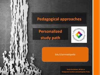 Individual
study path
Edu.fi/ammattipeda
Sirpa Pursiainen, M.Soc.sc
Tampere Vocational College Tredu
Pedagogical
approaches
This material are specially for developers
and heads of the schools
 