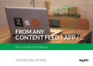 INTEGRATION OPTIONS
CONTENT FEED / APP / ...
Personalized Videos
FROM ANY
 
