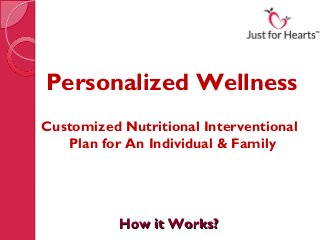 Personalized Wellness
Customized Nutritional Interventional
   Plan for An Individual & Family




           How it Works?
 