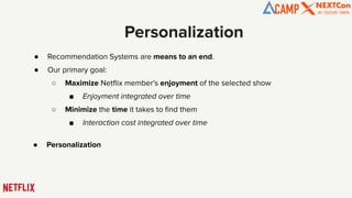 Netflix Key Learning Personalizing