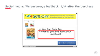 Social media: We encourage feedback right after the purchase
2121
My Very Own Pirate Tale
StorybookWhat do you love about your
purchase?
 