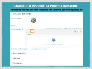 CAMBIARE O INSERIRE LA PROPRIA IMMAGINE
Per inserire una foto ti basterà cliccare in alto a sinistra, sull’icona aggiungi file
 