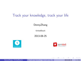 Track your knowledge, track your life
DennyZhang
UnitedStack

2013-08-25

shopex.png

DennyZhang (UnitedStack)

Track your knowledge, track your life

2013-08-25

1 / 31

 