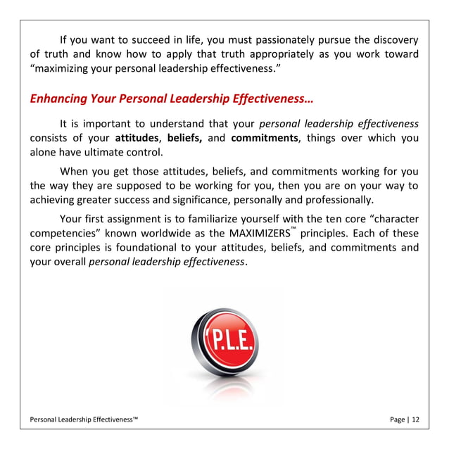 Personal Leadership Effectiveness Ebook