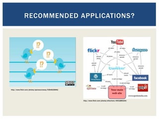 RECOMMENDED APPLICATIONS?

http://www.flickr.com/photos/opensourceway/5364620846/

http://www.flickr.com/photos/ethanhein/...