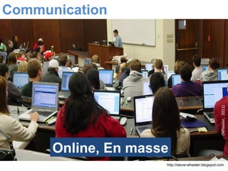 Online, En masse
http://steve-wheeler.blogspot.com
Communication
(Wheeler,2011)
 