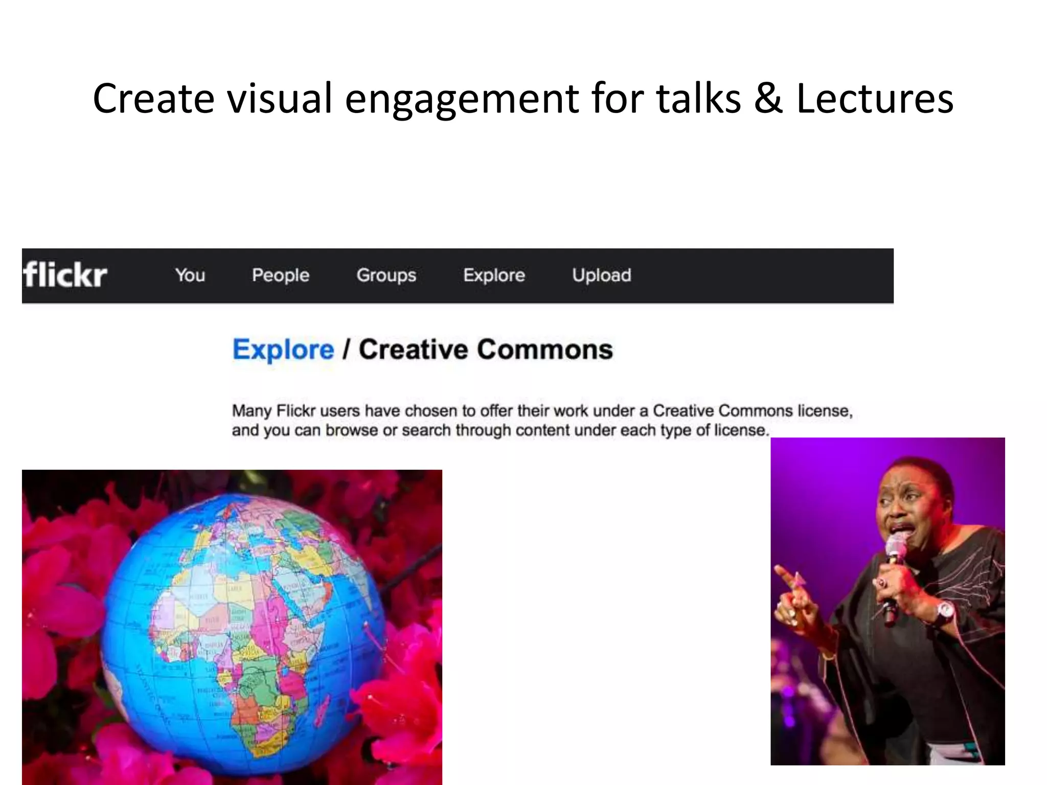 Create visual engagement for talks & Lectures
 