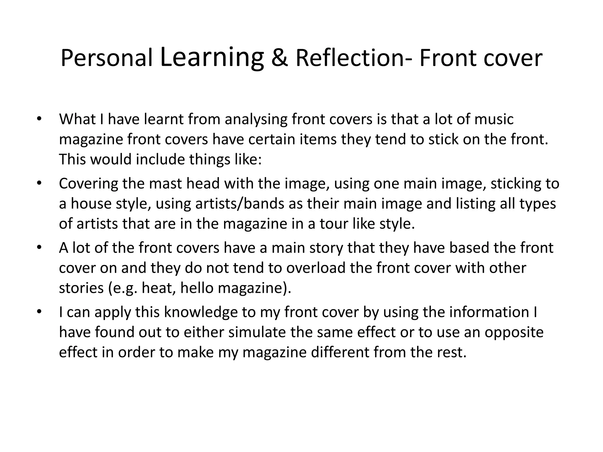 Personal Learning Reflection On Research Pptx