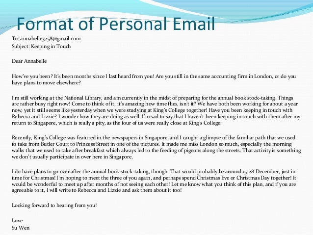 how to format a personal letter