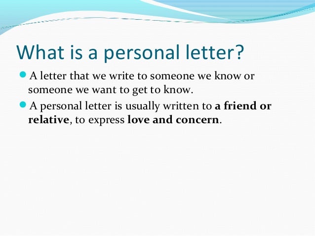 what is a personal letter