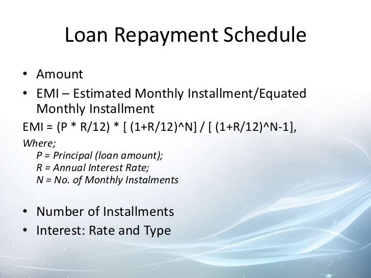 personal loan repayment schedule
