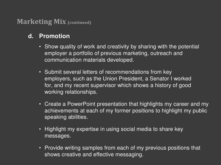 personal marketing plan january 2011