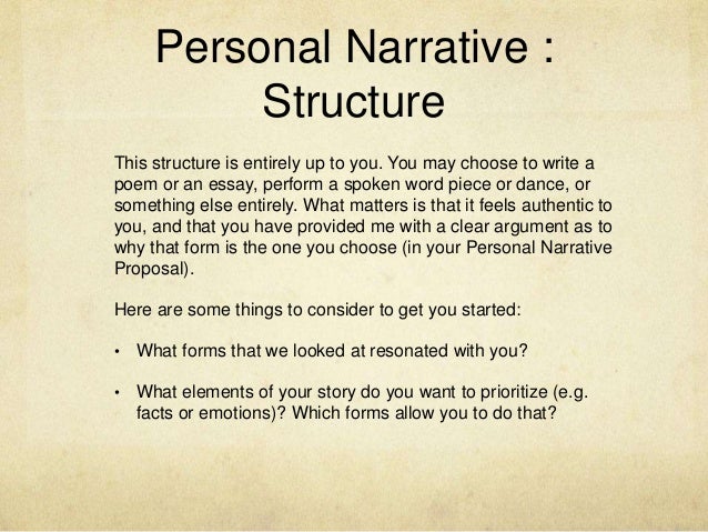 Personal narrative essay assignment