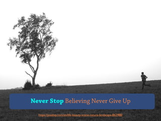 https://pixabay.com/en/life-beauty-scene-nature-landscape-862988/
Never Stop Believing Never Give Up
 