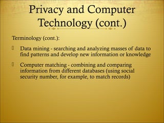 Personal privacy and computer technologies | PPT
