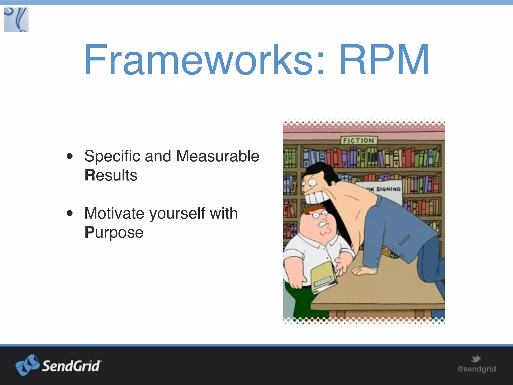 Techniques:
Pomodoro
decide on the task to be done & estimate the # of Pomodoros
set the pomodoro (timer) to 25 minutes
work on the task until the timer rings; record with an x
take a short break (5 minutes)
every four "pomodoros" take a longer break (15–20 minutes)
 
