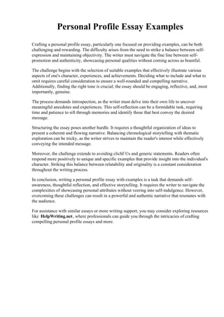 Personal Profile Essay Examples | PDF