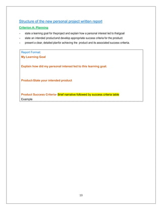 Myp Personal Project Guide.pdf personal projectbooklet for myp5 student | PDF