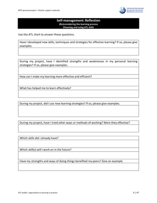 Myp Personal Project Guide.pdf personal projectbooklet for myp5 student | PDF