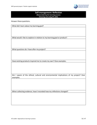 Myp Personal Project Guide.pdf personal projectbooklet for myp5 student | PDF