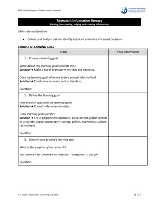 Myp Personal Project Guide.pdf personal projectbooklet for myp5 student | PDF