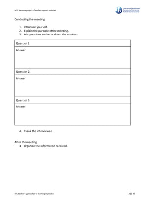 Myp Personal Project Guide.pdf personal projectbooklet for myp5 student | PDF