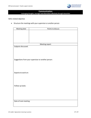 Myp Personal Project Guide.pdf personal projectbooklet for myp5 student | PDF