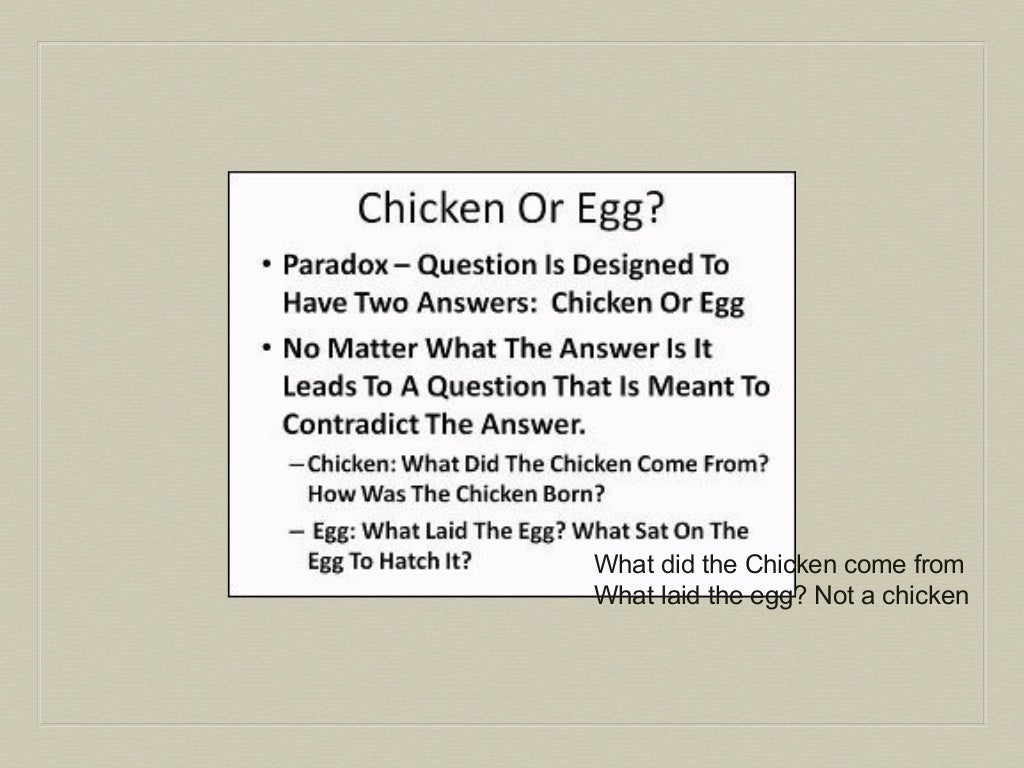 what came first, the chicken or the Egg?
