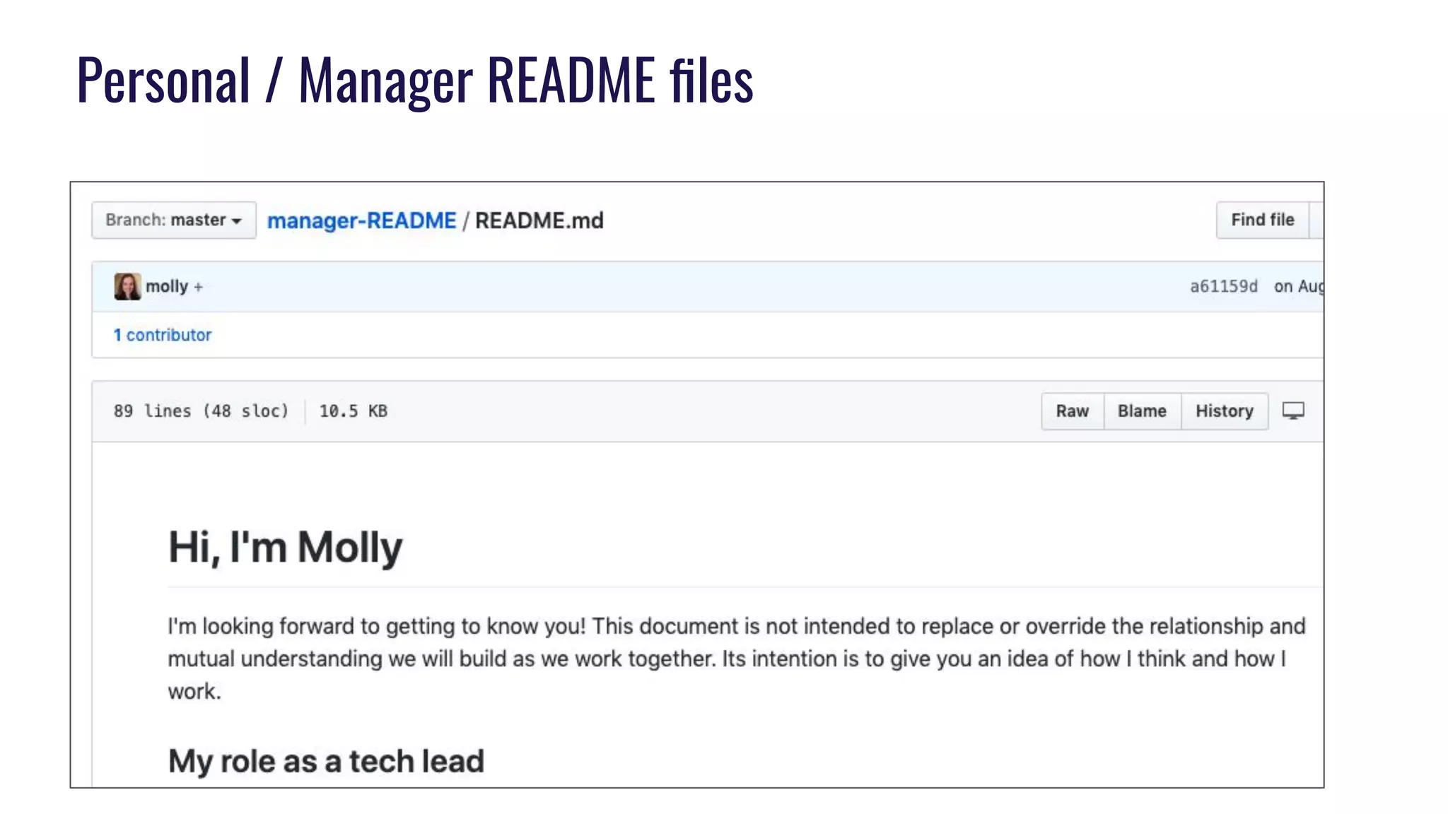 Personal / Manager README ﬁles
 