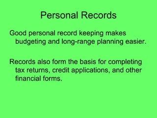 Personal Records ,[object Object],[object Object]